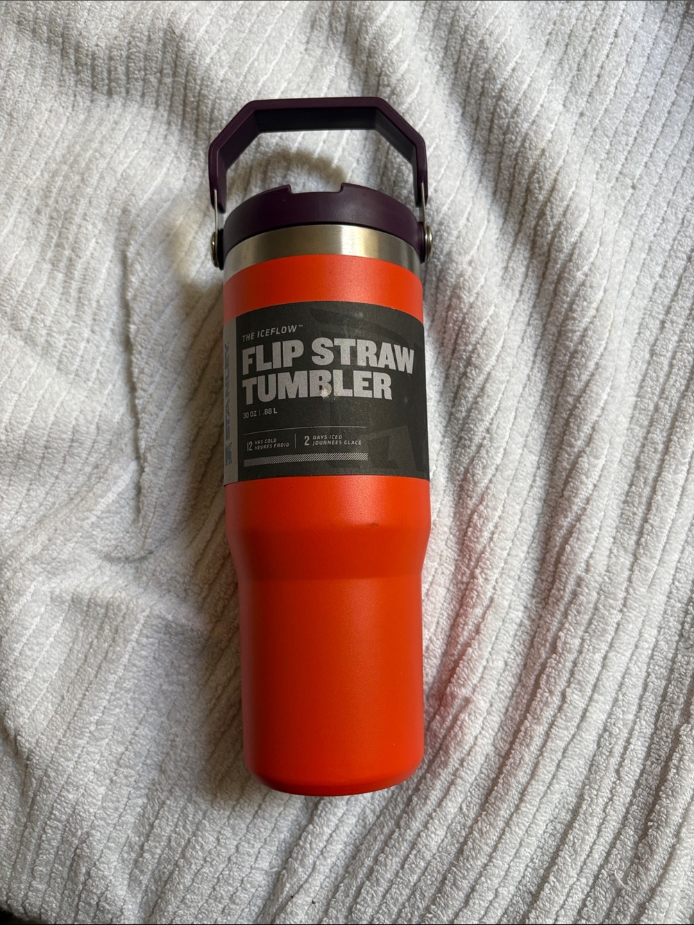 Stanley the iceflow flip Straw Tumbler - Orange with Purple Handle